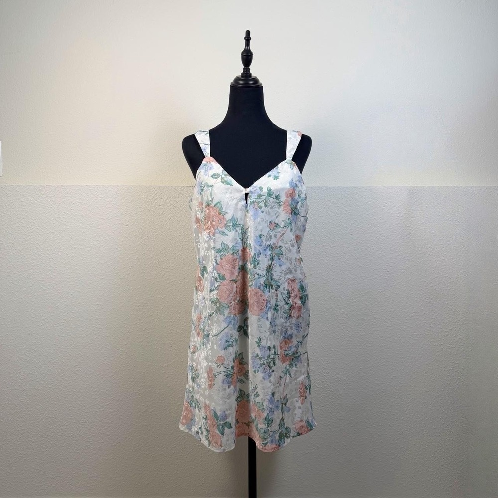 Vintage Erika Taylor Intimates Floral Satin Slip Nightgown/ Size Small